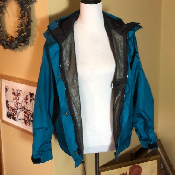 Vintage EMS Windbreaker Waterproof GORE-TEX Blue Green Classic Outdoor Parka - Picture 10 of 13